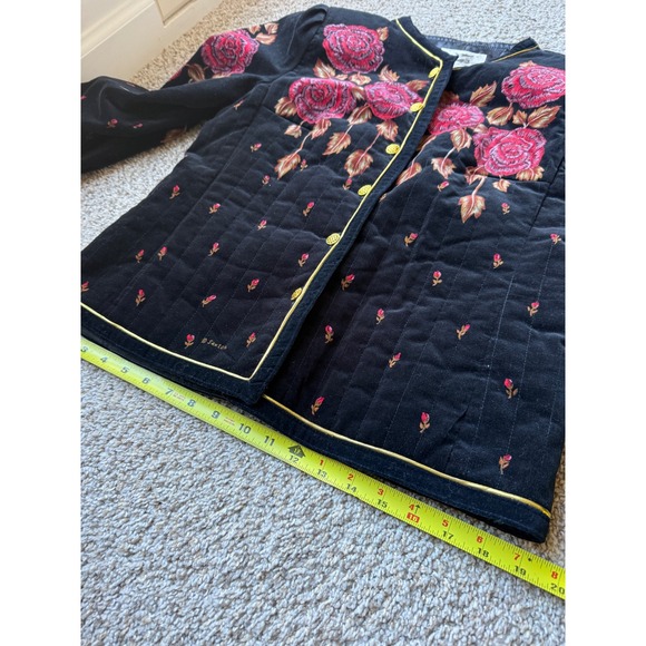 VTG 80s Saxton Hall Velvet Jacket blazer rose Bohemian made in Japan sz M - Picture 10 of 12